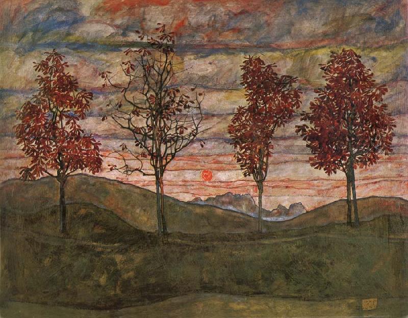 Egon Schiele Four Trees oil painting image